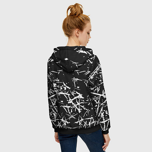 Женская толстовка на молнии Monster energy белые штрихи краско / 3D-Черный – фото 4