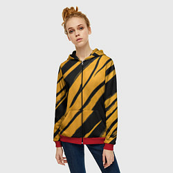 Толстовка на молнии женская Тигровый раскрас, цвет: 3D-красный — фото 2