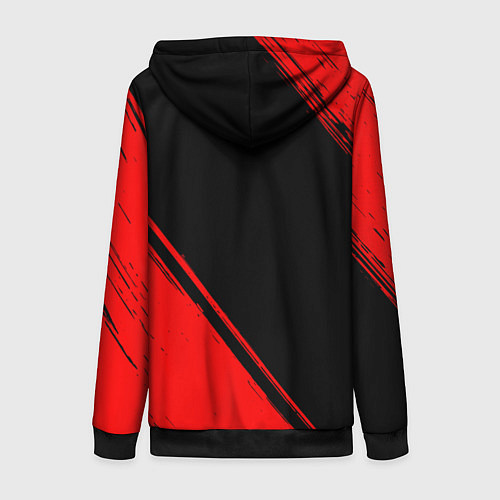 Женская толстовка на молнии Assassins Creed - red gradient вертикально / 3D-Черный – фото 2