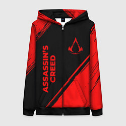 Толстовка на молнии женская Assassins Creed - red gradient вертикально, цвет: 3D-черный