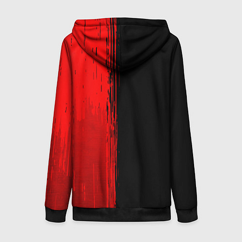 Женская толстовка на молнии Король и Шут - red gradient по-вертикали / 3D-Черный – фото 2