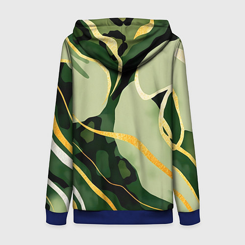 Женская толстовка на молнии Зеленый природный паттерн / 3D-Синий – фото 2