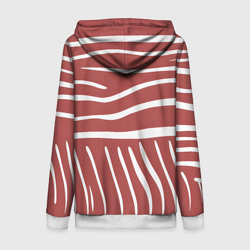 Женская толстовка на молнии Полоски красной зебры / 3D-Белый – фото 2