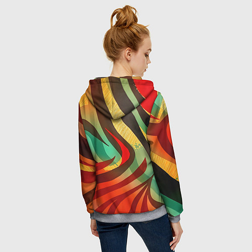Женская толстовка на молнии Жаркая полосатая абстракция / 3D-Меланж – фото 4