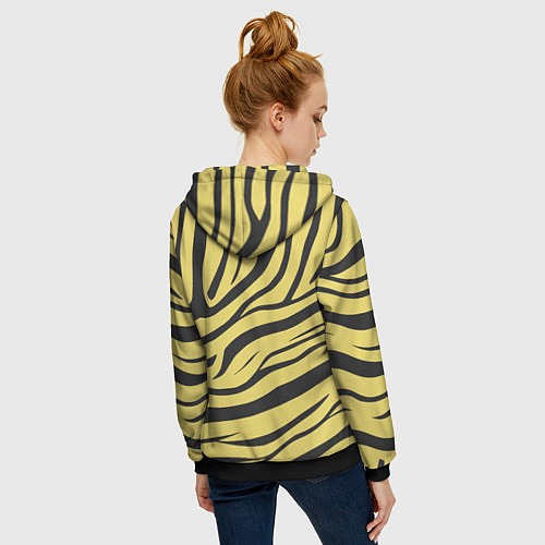 Женская толстовка на молнии Светлый тигровый паттерн / 3D-Черный – фото 4