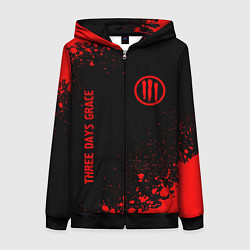Толстовка на молнии женская Three Days Grace - red gradient вертикально, цвет: 3D-черный