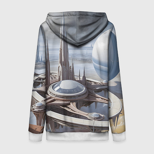 Женская толстовка на молнии Инопланетный город / 3D-Белый – фото 2