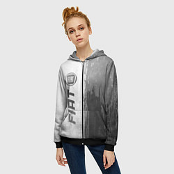Толстовка на молнии женская Fiat - white gradient по-вертикали, цвет: 3D-черный — фото 2