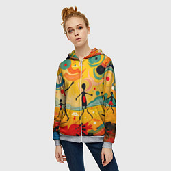 Толстовка на молнии женская Радостные солнечные человечки, цвет: 3D-меланж — фото 2