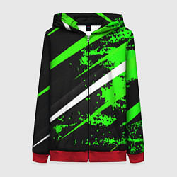 Толстовка на молнии женская Color black and green, цвет: 3D-красный