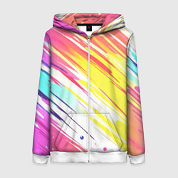 Толстовка на молнии женская Брызги краски на белом фоне, цвет: 3D-белый