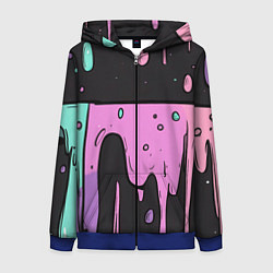 Толстовка на молнии женская Стекающая краска текстура, цвет: 3D-синий