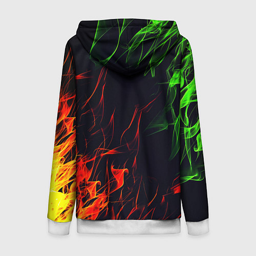 Женская толстовка на молнии RUST огненная текстура / 3D-Белый – фото 2