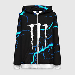 Толстовка на молнии женская Monster energy неоновые молнии, цвет: 3D-белый
