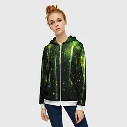 Толстовка на молнии женская Зеленая объемная слизь, цвет: 3D-белый — фото 2