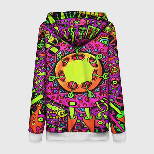 Женская толстовка на молнии Кислотные грибы оптические / 3D-Белый – фото 2