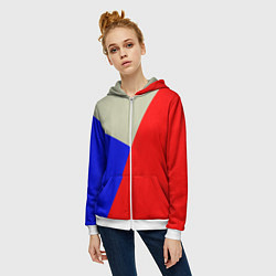 Толстовка на молнии женская Серо-сине-красный трёхцветный, цвет: 3D-белый — фото 2