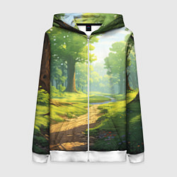 Толстовка на молнии женская Fabulous forest, цвет: 3D-белый