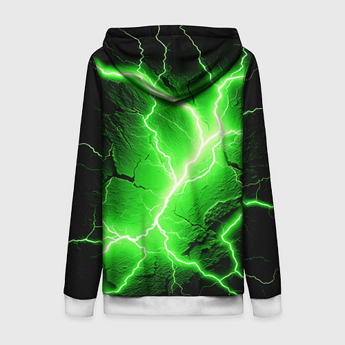 Женская толстовка на молнии Color green black / 3D-Белый – фото 2