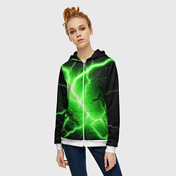 Толстовка на молнии женская Color green black, цвет: 3D-белый — фото 2