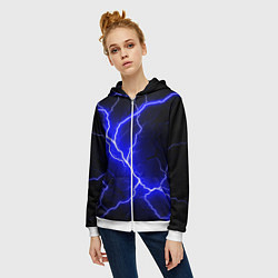Толстовка на молнии женская Color blue black, цвет: 3D-белый — фото 2