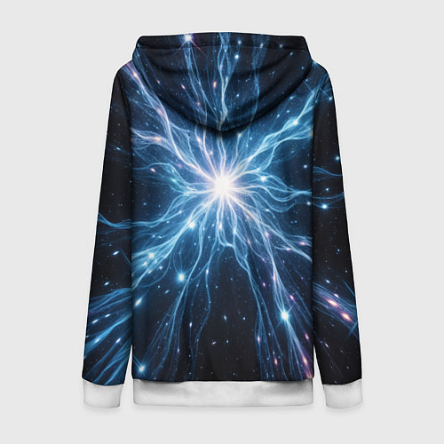 Женская толстовка на молнии Всплеск света и звезды - космическая абстракция / 3D-Белый – фото 2