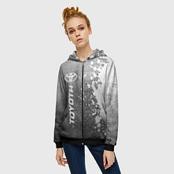 Толстовка на молнии женская Toyota - grey gradient по-вертикали, цвет: 3D-черный — фото 2