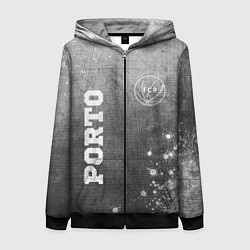 Толстовка на молнии женская Porto - grey gradient вертикально, цвет: 3D-черный