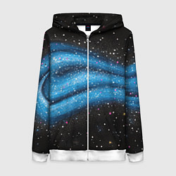 Женская толстовка на молнии Синяя абстрактная текстура на черном