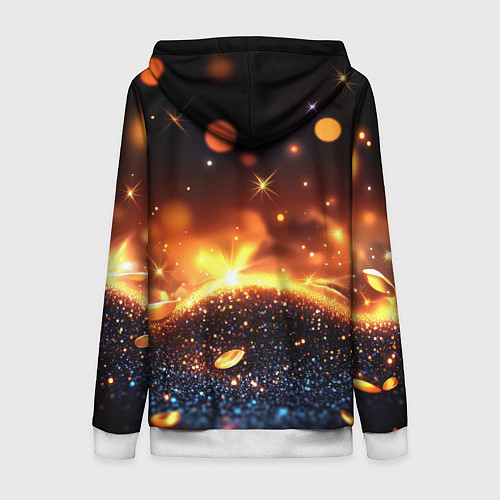 Женская толстовка на молнии Оранжевое боке на черном / 3D-Белый – фото 2
