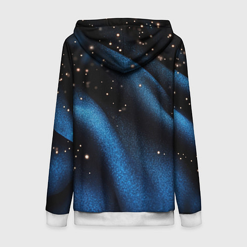 Женская толстовка на молнии Синяя волнистая текстура на черном / 3D-Белый – фото 2