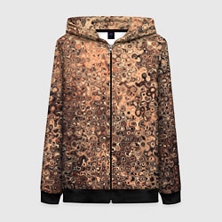 Толстовка на молнии женская Светлый коричневый абстрактная текстура, цвет: 3D-черный