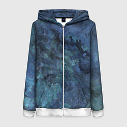 Женская толстовка на молнии Абстракция - dark blue sea stone