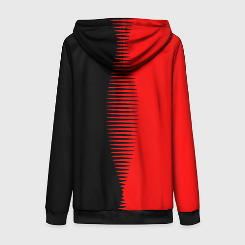 Женская толстовка на молнии Чёрно-красный пополам с переходом / 3D-Черный – фото 2