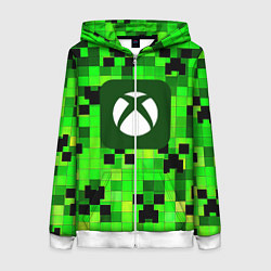 Толстовка на молнии женская Minecraft xbox, цвет: 3D-белый