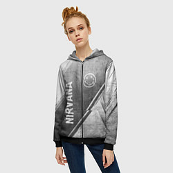 Толстовка на молнии женская Nirvana - grey gradient вертикально, цвет: 3D-черный — фото 2