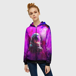 Толстовка на молнии женская Космонавт красочный, цвет: 3D-черный — фото 2