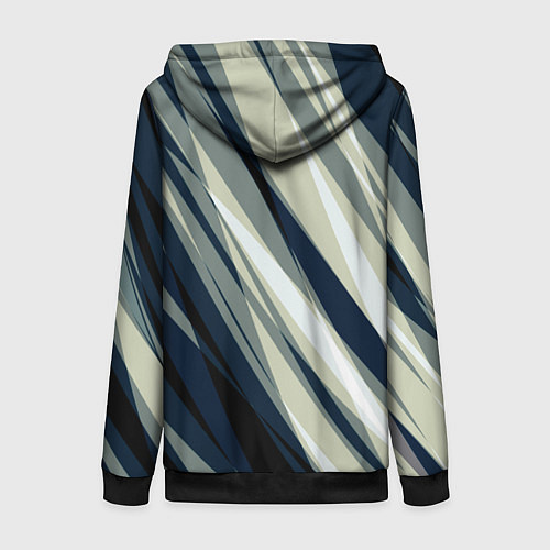 Женская толстовка на молнии Синий с оливковым диагональные полосы / 3D-Черный – фото 2