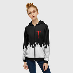 Толстовка на молнии женская Monster energy red logo, цвет: 3D-черный — фото 2