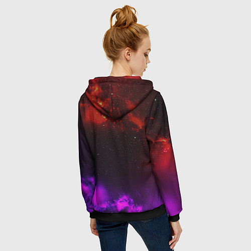 Женская толстовка на молнии Космонавт пламенный / 3D-Черный – фото 4