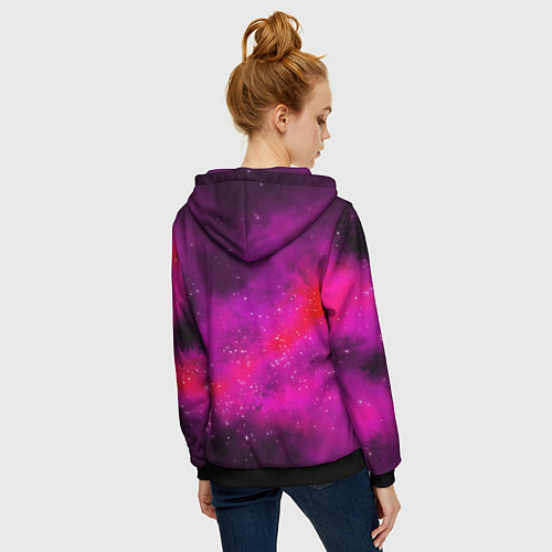 Женская толстовка на молнии Космонавт в космическом море / 3D-Черный – фото 4