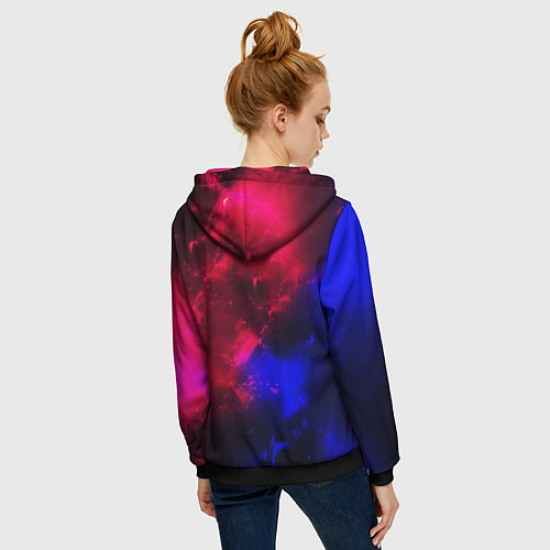 Женская толстовка на молнии Космонавт в пламени / 3D-Черный – фото 4