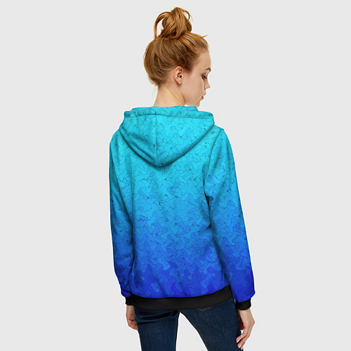 Женская толстовка на молнии Голубой в синеву с узором / 3D-Черный – фото 4