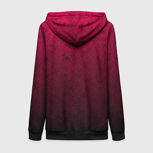 Женская толстовка на молнии Текстурный тёмно-розовый градиент / 3D-Черный – фото 2