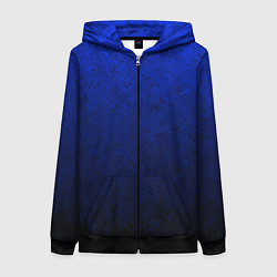 Женская толстовка на молнии Текстурный из синего в чёрный градиент