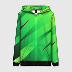Женская толстовка на молнии Сочный зелёный абстрактные полосы