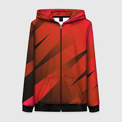 Толстовка на молнии женская Красно-коричневый абстрактные полосы, цвет: 3D-черный