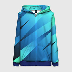 Женская толстовка на молнии Сине-голубой абстрактные полосы
