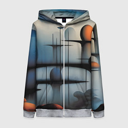 Толстовка на молнии женская Архитектурная абстракция в тумане, цвет: 3D-меланж
