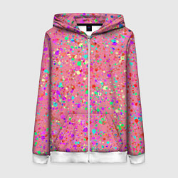 Женская толстовка на молнии Розовый с разноцветными брызгами
